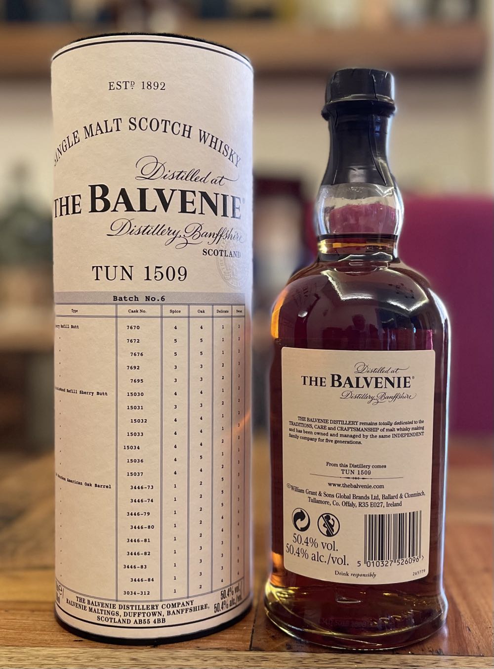 BALVENIE Tune 1509 Batch N.6 Single Malt Scotch Whisky - The Balvenie Distillery (700 mL) alcohol collectible [Barcode 5010327526096] - Main Image 2