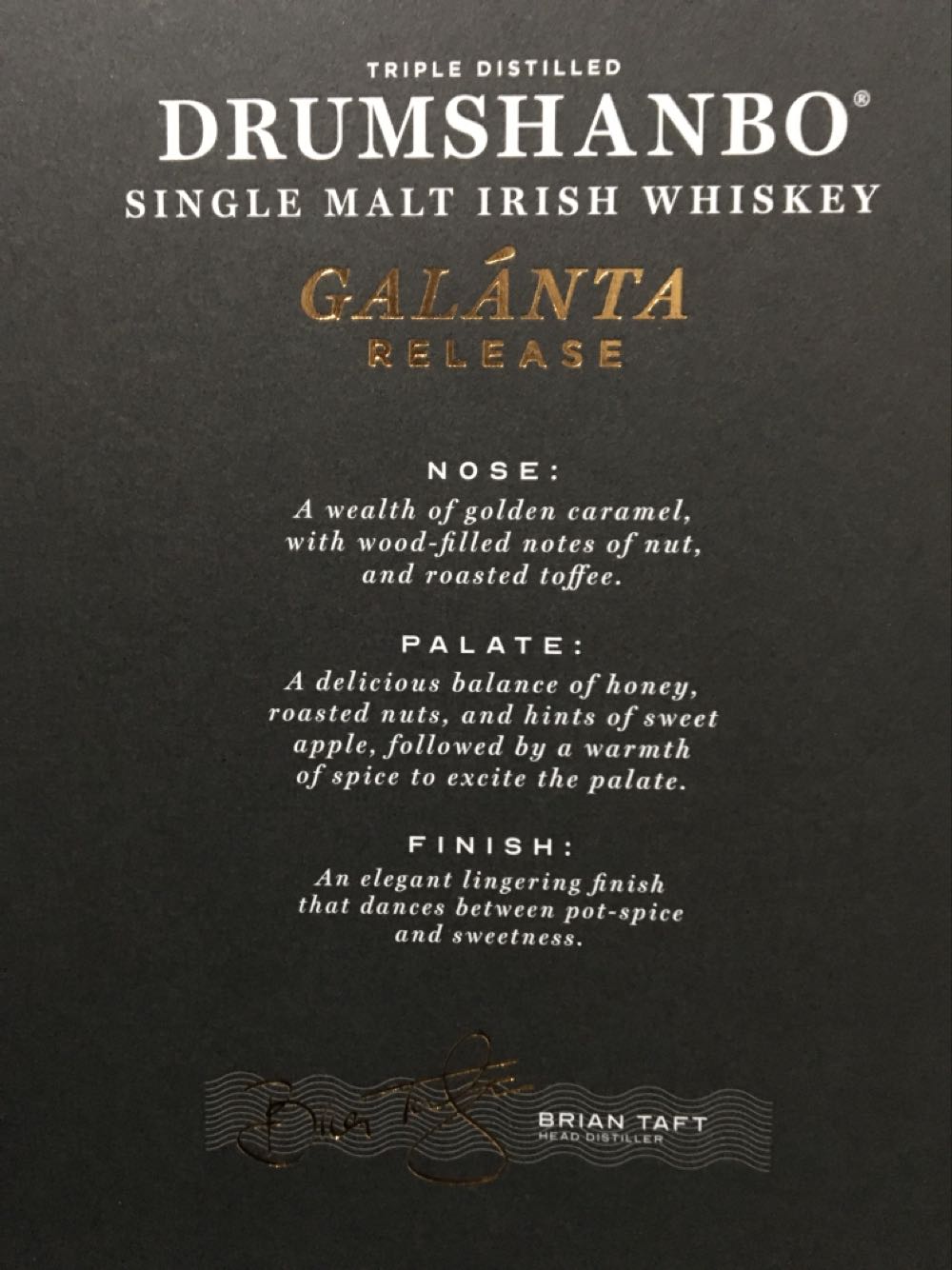 Drumshanbo Single Malt Irish Whiskey 70cl Galanta Release  (700 mL) alcohol collectible [Barcode 5391530350259] - Main Image 4