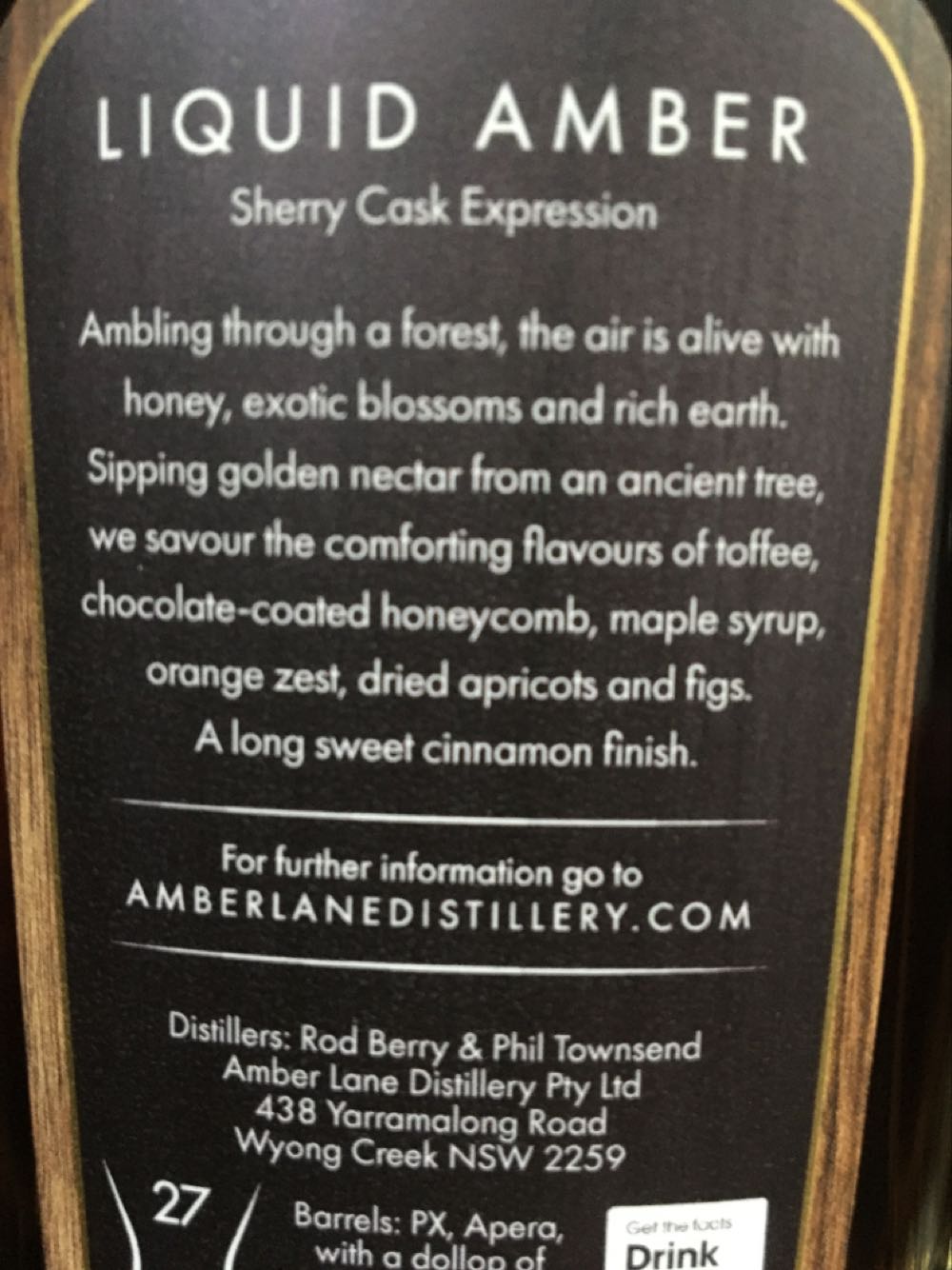 Amber Lane Liquid Amber - Amber Lane (700 mL) alcohol collectible [Barcode 9369999919894] - Main Image 4