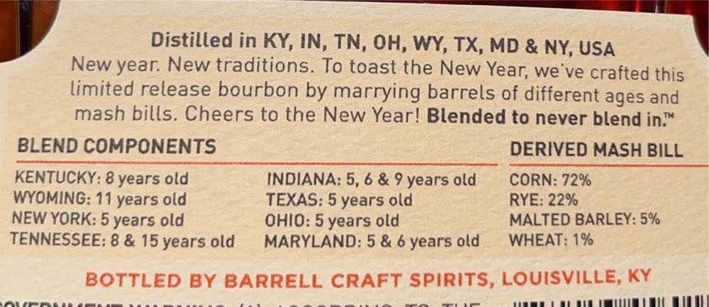 Barrell Bourbon New Year 2024 - Barrel Craft Spirits (750 mL) alcohol collectible [Barcode 850053456015] - Main Image 3