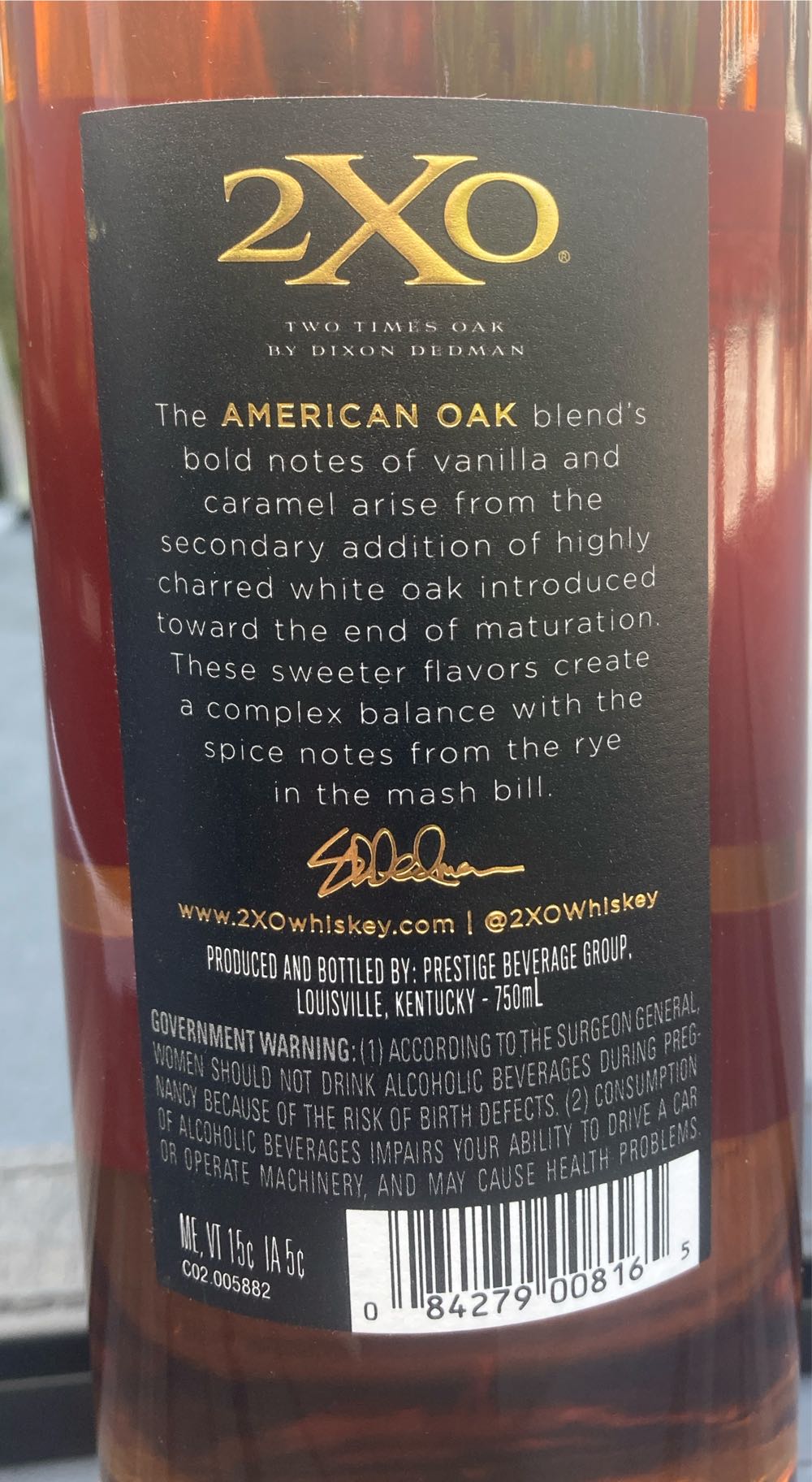 2XO Series American Oak Series - 2XO (750 mL) alcohol collectible [Barcode 084279008165] - Main Image 2