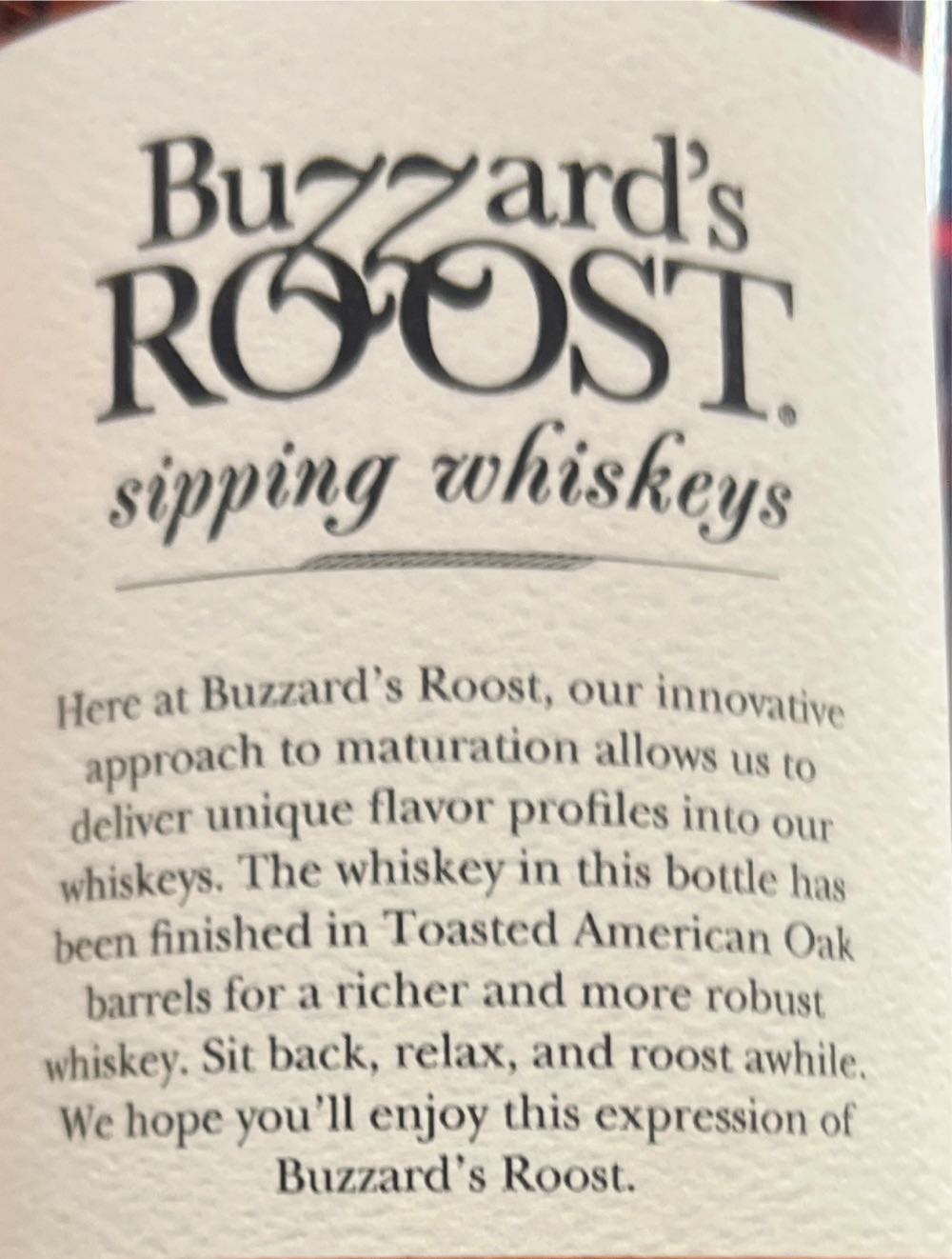 Buzzard’s Roost Straight Bourbon Whiskey - Buzzard’s Roost Spirits (750 mL) alcohol collectible [Barcode 850030940247] - Main Image 2