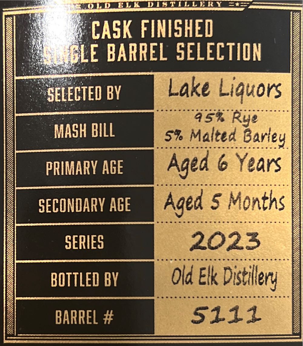 Old Elk Rye Cask Finish Rum Single Barrel - Old Elk Distillery (750 mL) alcohol collectible [Barcode 850030365095] - Main Image 3
