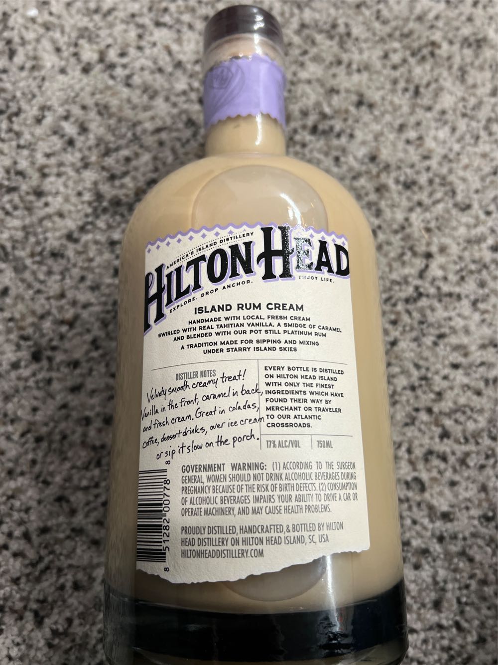 Hilton Head Island Rum Cream - Hilton head distillery (750 mL) alcohol collectible [Barcode 851282007788] - Main Image 2