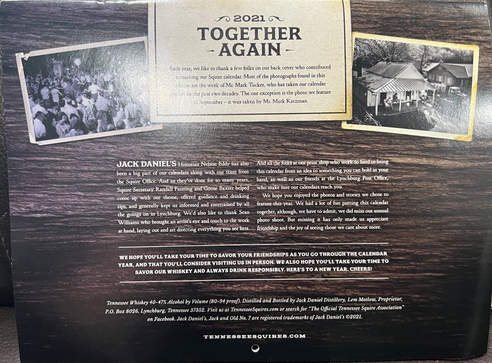 0 Calendar 2021 - Jack Daniel’s Distillery, Lynchburg, TN alcohol collectible - Main Image 2
