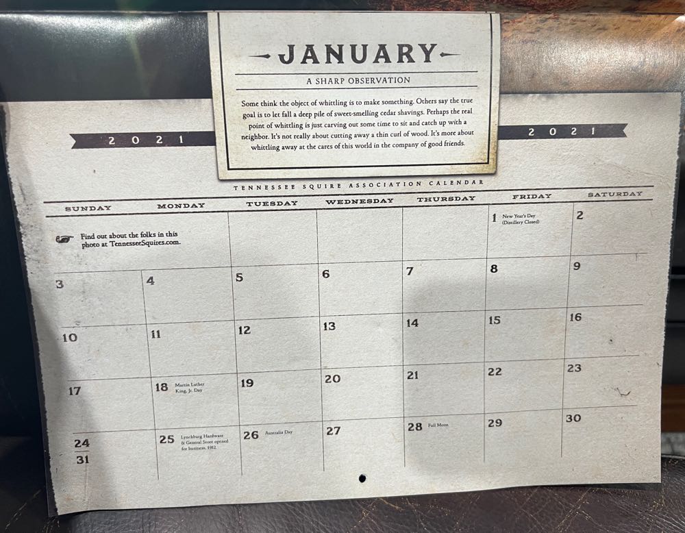 0 Calendar 2021 - Jack Daniel’s Distillery, Lynchburg, TN alcohol collectible - Main Image 3