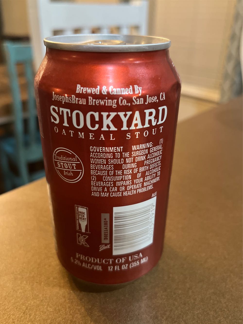 Stockyard Oatmeal Stout - Josephs Brau Brewing Co (12 FL OZ) alcohol collectible [Barcode 00751919] - Main Image 2