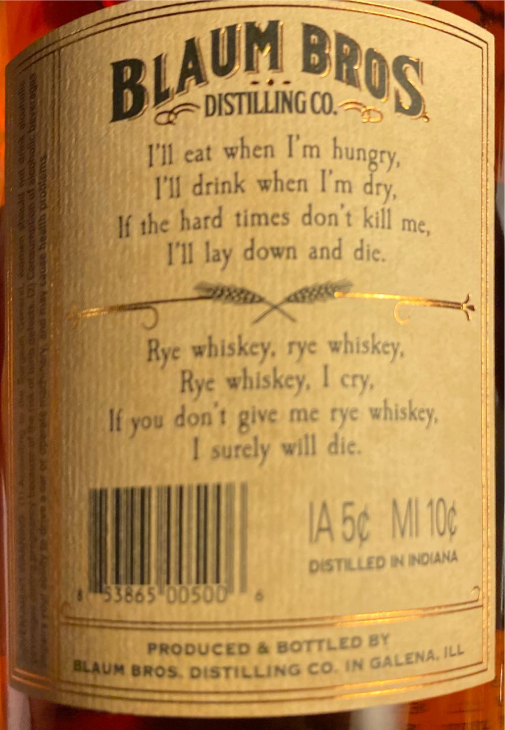 Blaum Bros. Knotter Rye - Blaum Bros. Distilling Co., Galena, IL (750 mL) alcohol collectible [Barcode 853865005006] - Main Image 3