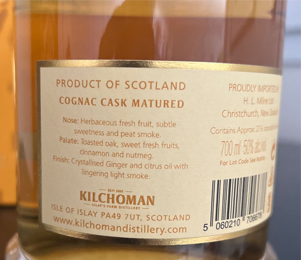 Kilchoman Cognac Cask Matured 2023 - Kilchoman Distillery (700 mL) alcohol collectible - Main Image 3