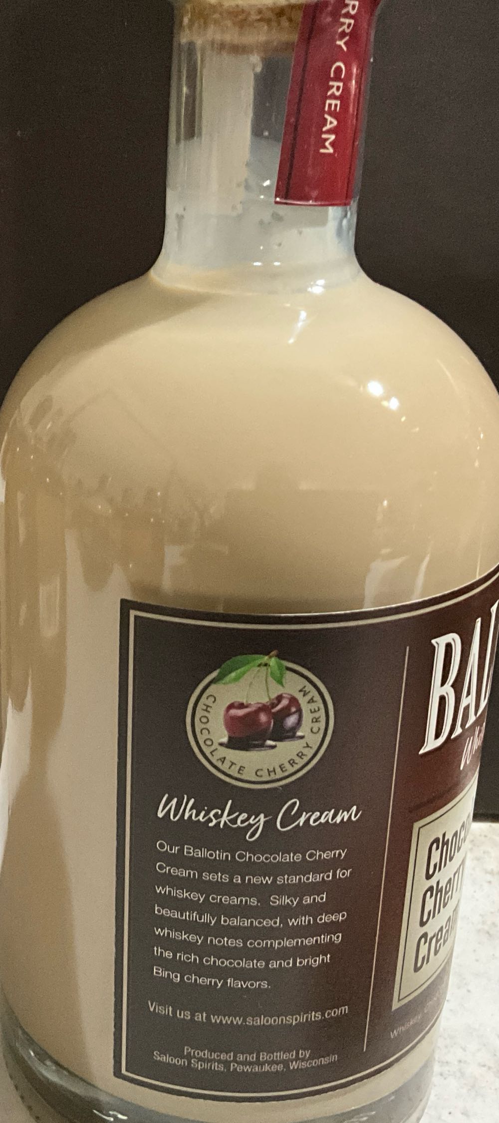 Ballotin Chocolate Cherry Cream Whiskey - Saloon Spirits (750 mL) alcohol collectible [Barcode 854443006187] - Main Image 2