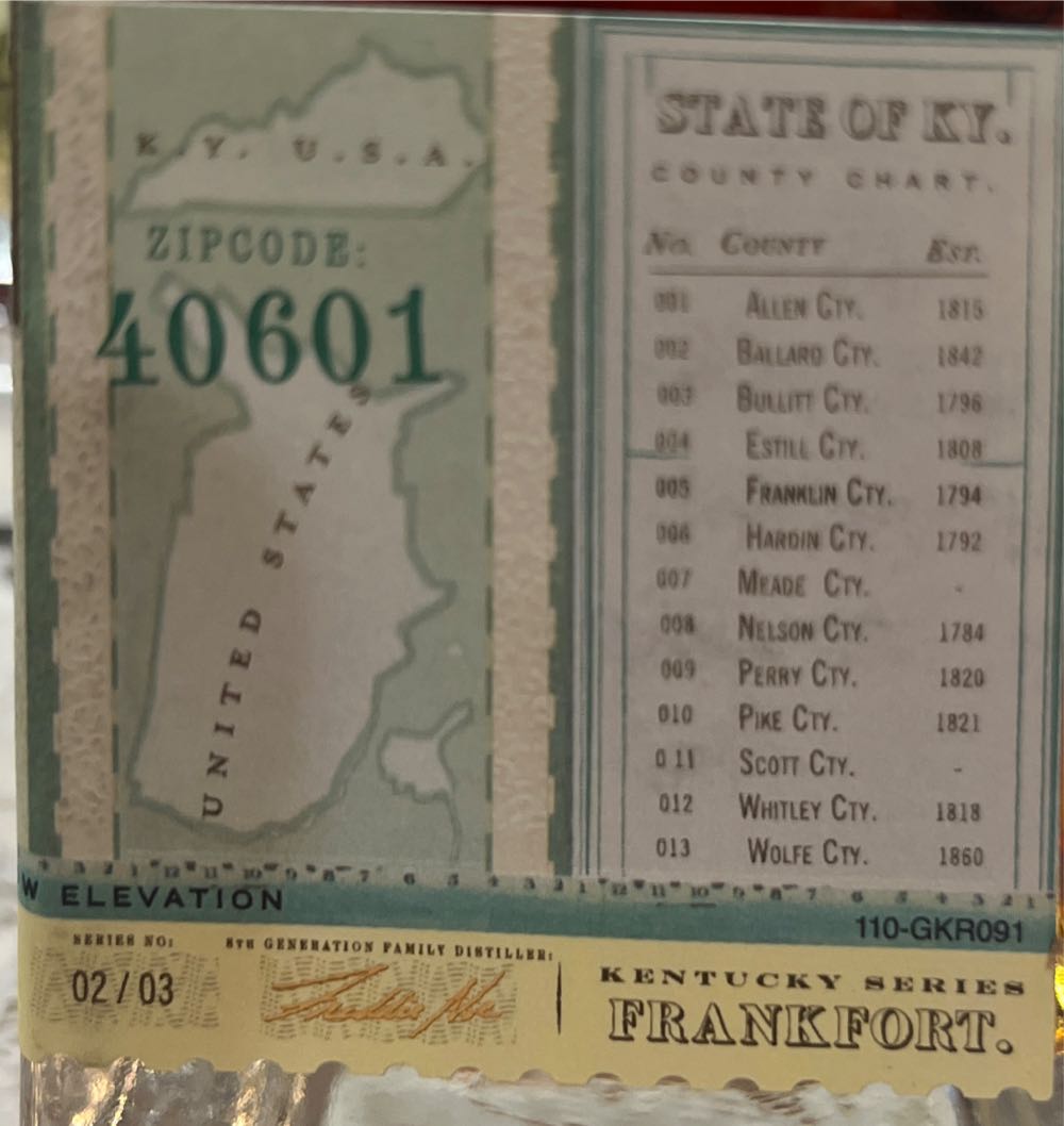 Jim Beam Hardins Creek - Frankfort - James B. Beam Distilling Co. (208 mL) alcohol collectible [Barcode 080686002840] - Main Image 2