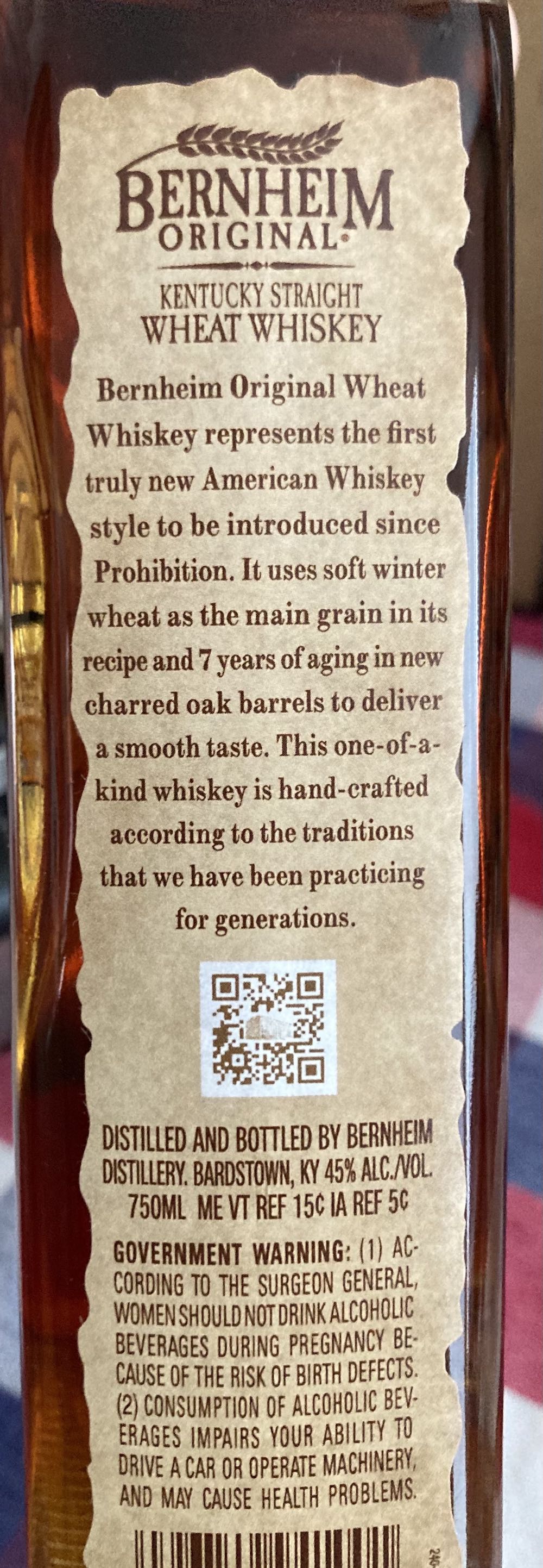 Bernheim Original Kentucky Straight Wheat Whiskey - Bernheim Distillery (750 mL) alcohol collectible - Main Image 2
