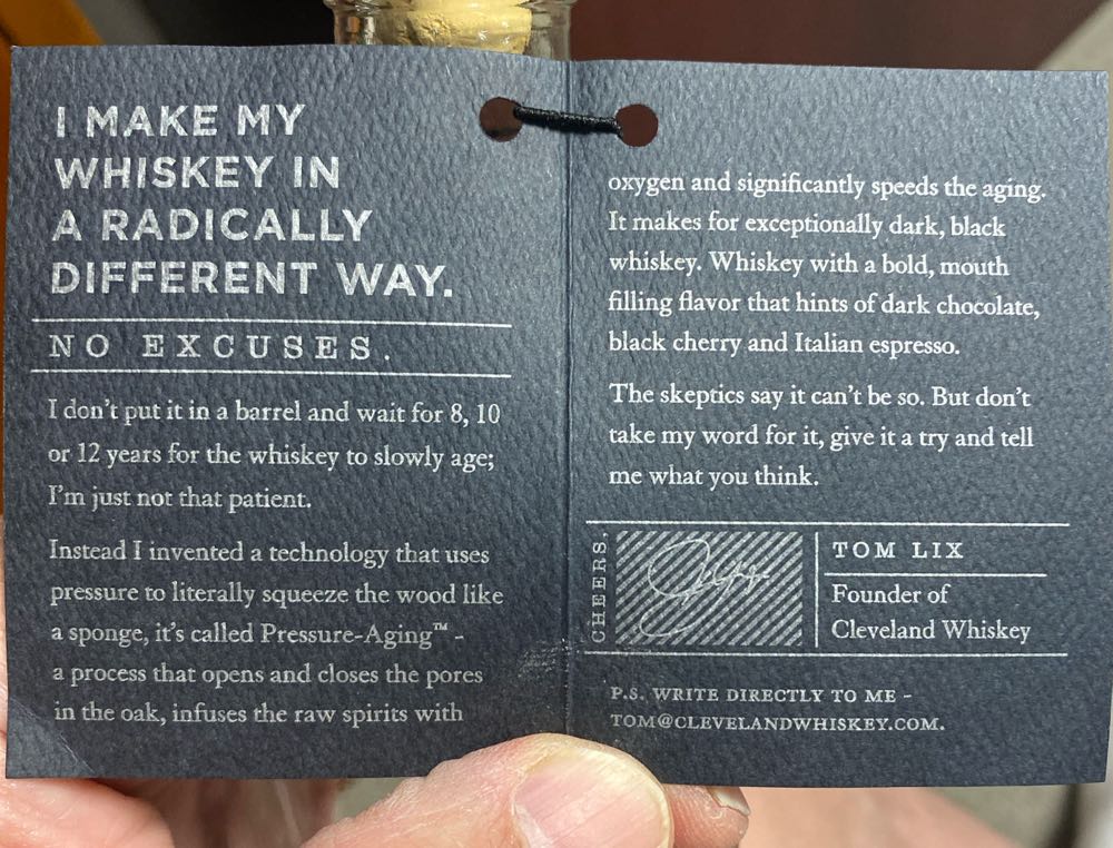 Cleveland Black Reserve - Cleveland Whiskey alcohol collectible - Main Image 3