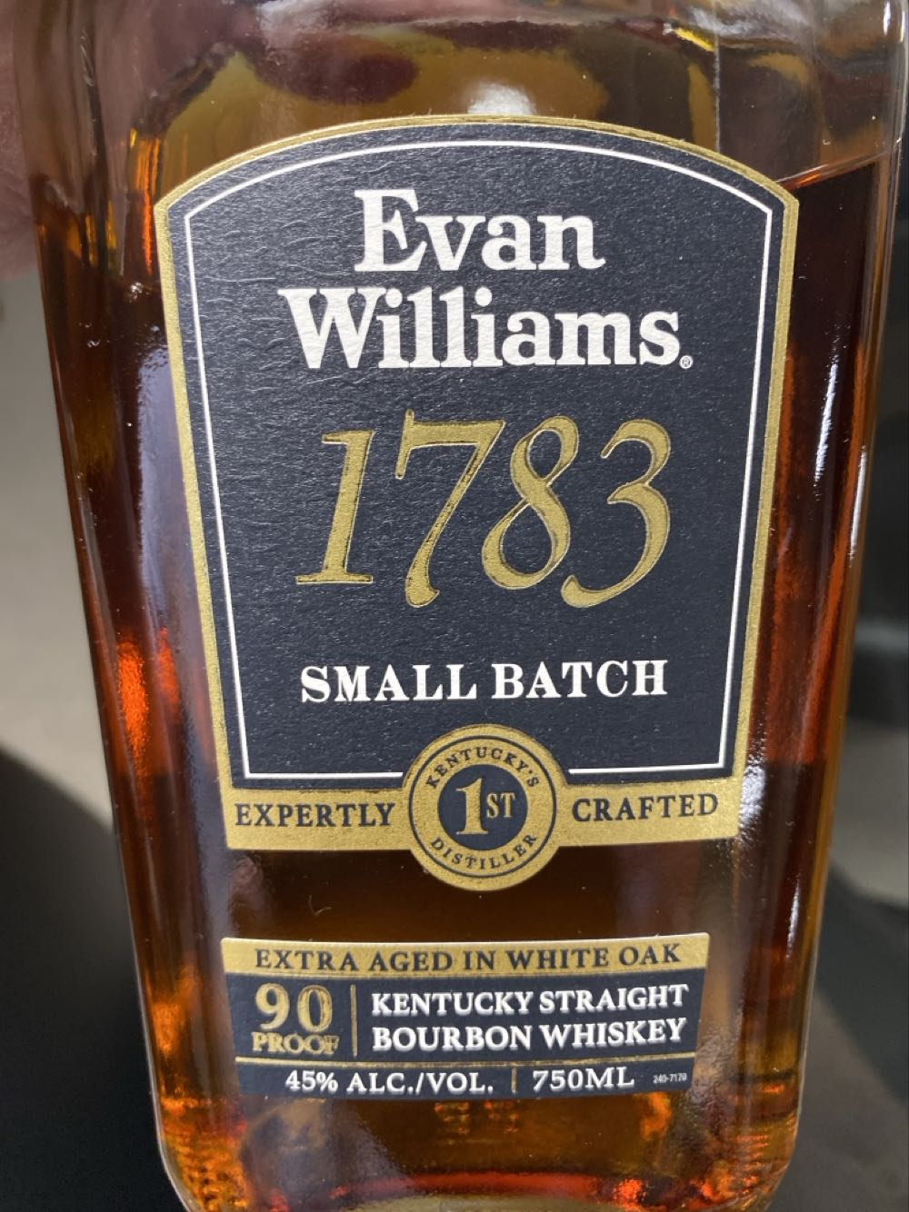 Evan Williams 1783 Kentucky Straight Bourbon Whiskey  alcohol collectible - Main Image 1