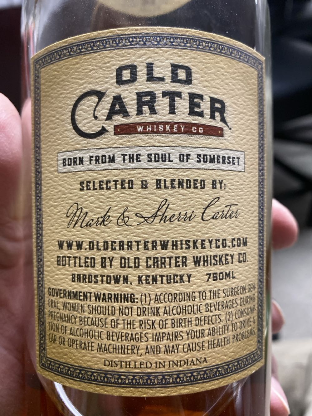 Old Carter Straight American Whiskey - Old Carter Whiskey Co alcohol collectible - Main Image 2