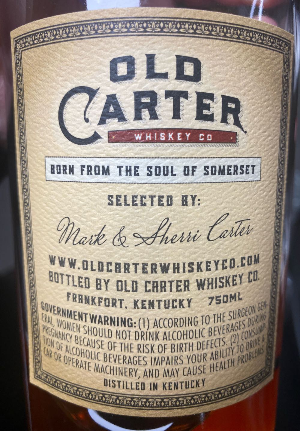 Old Carter Straight Kentucky Bourbon Whiskey - Old Carter Whiskey Company (750 mL) alcohol collectible - Main Image 2