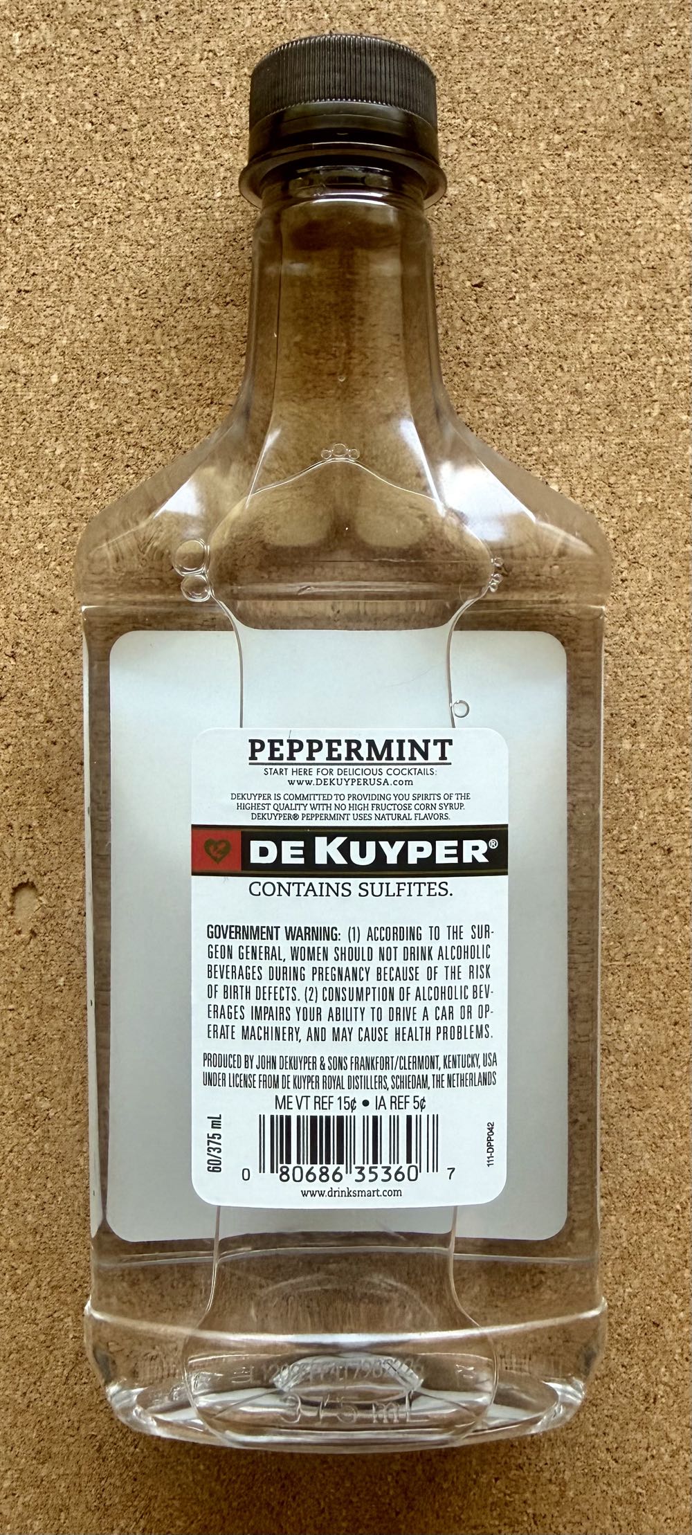 Peppermint Schnapps - De Kuyper (375 mL) alcohol collectible - Main Image 2