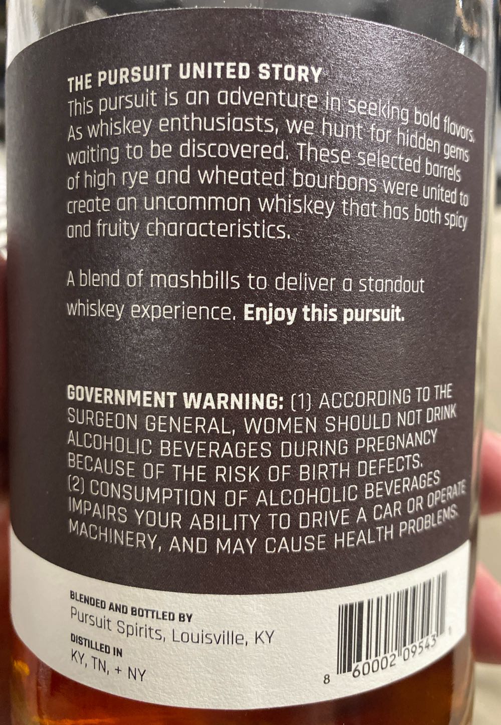Pursuit United Blended Straight Bourbon Whiskies - Pursuit Spirits alcohol collectible - Main Image 2
