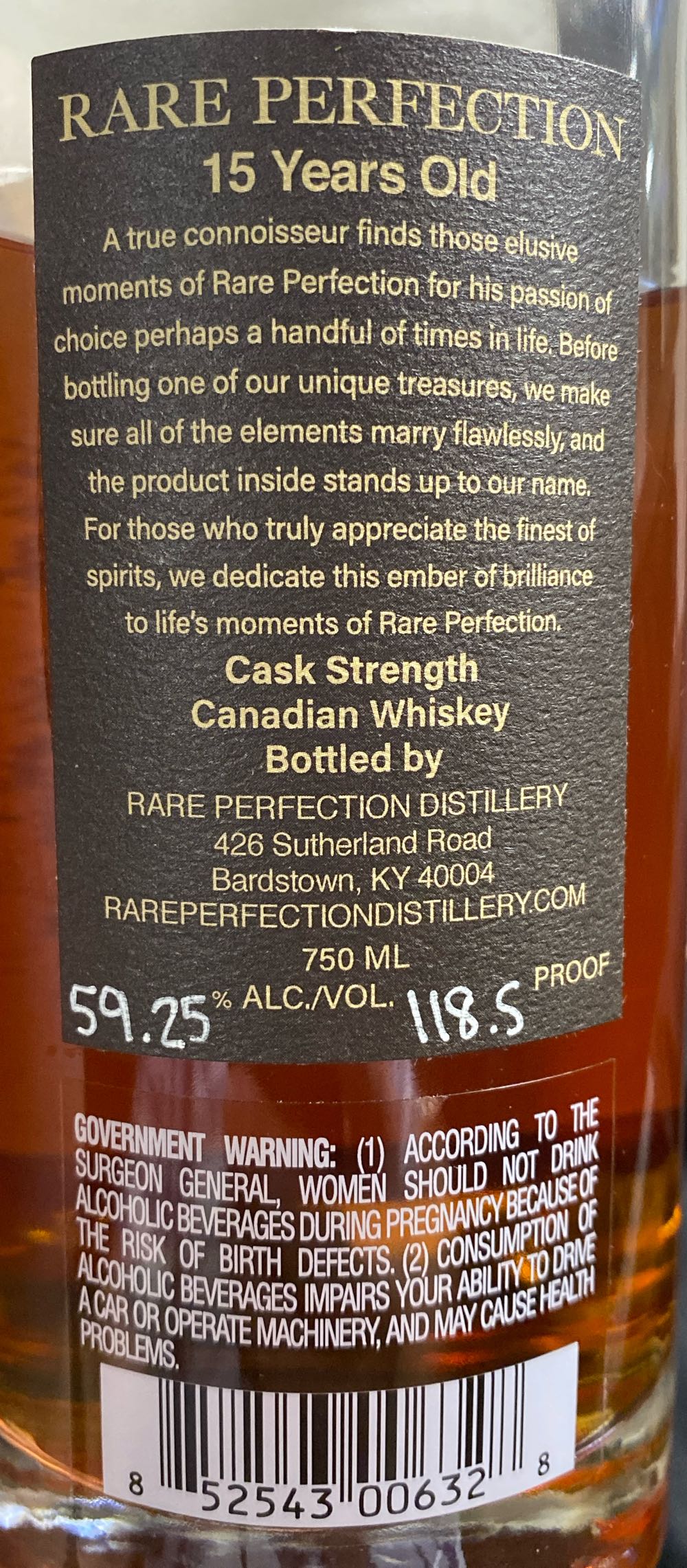 Rare Perfection 15 Year Cask Strength Canadian Whiskey - Rare Perfection Distillery alcohol collectible - Main Image 2