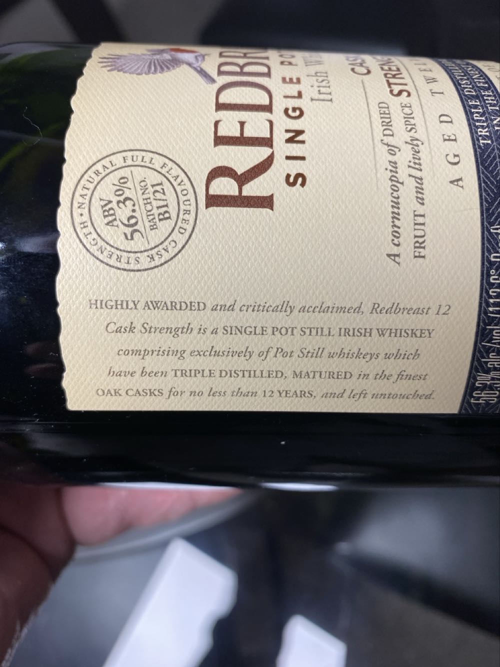 Redbreast Single Pot Still Irish Whiskey 12 Yr Cask Strength - The Midleton Distillery alcohol collectible - Main Image 3