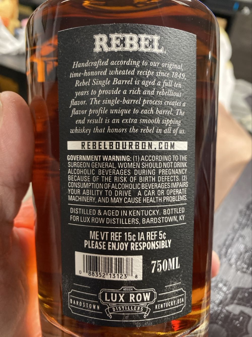 Rebel Yell Single Barrel 10 Year 2016 - Lux Row Distillers alcohol collectible - Main Image 2