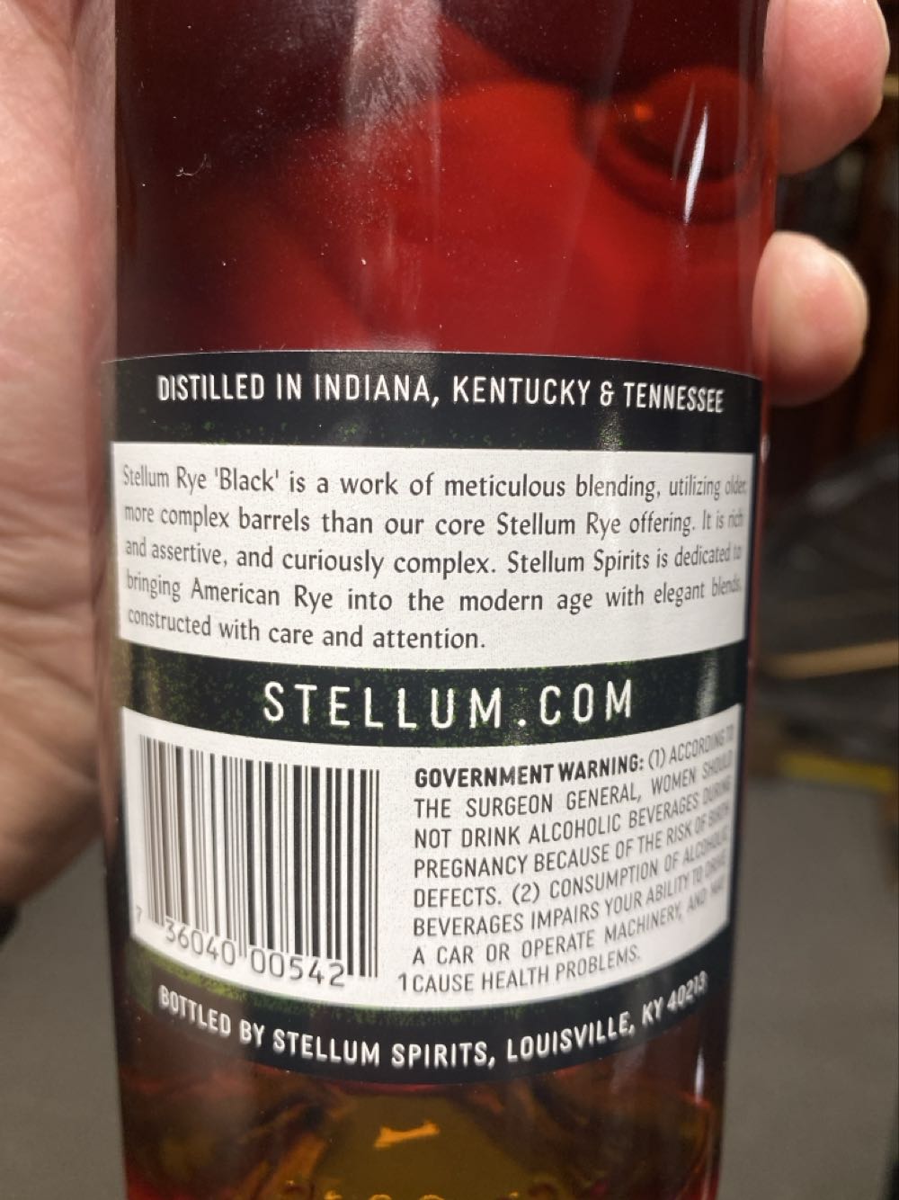 Stellum Rye “Black”  alcohol collectible - Main Image 2