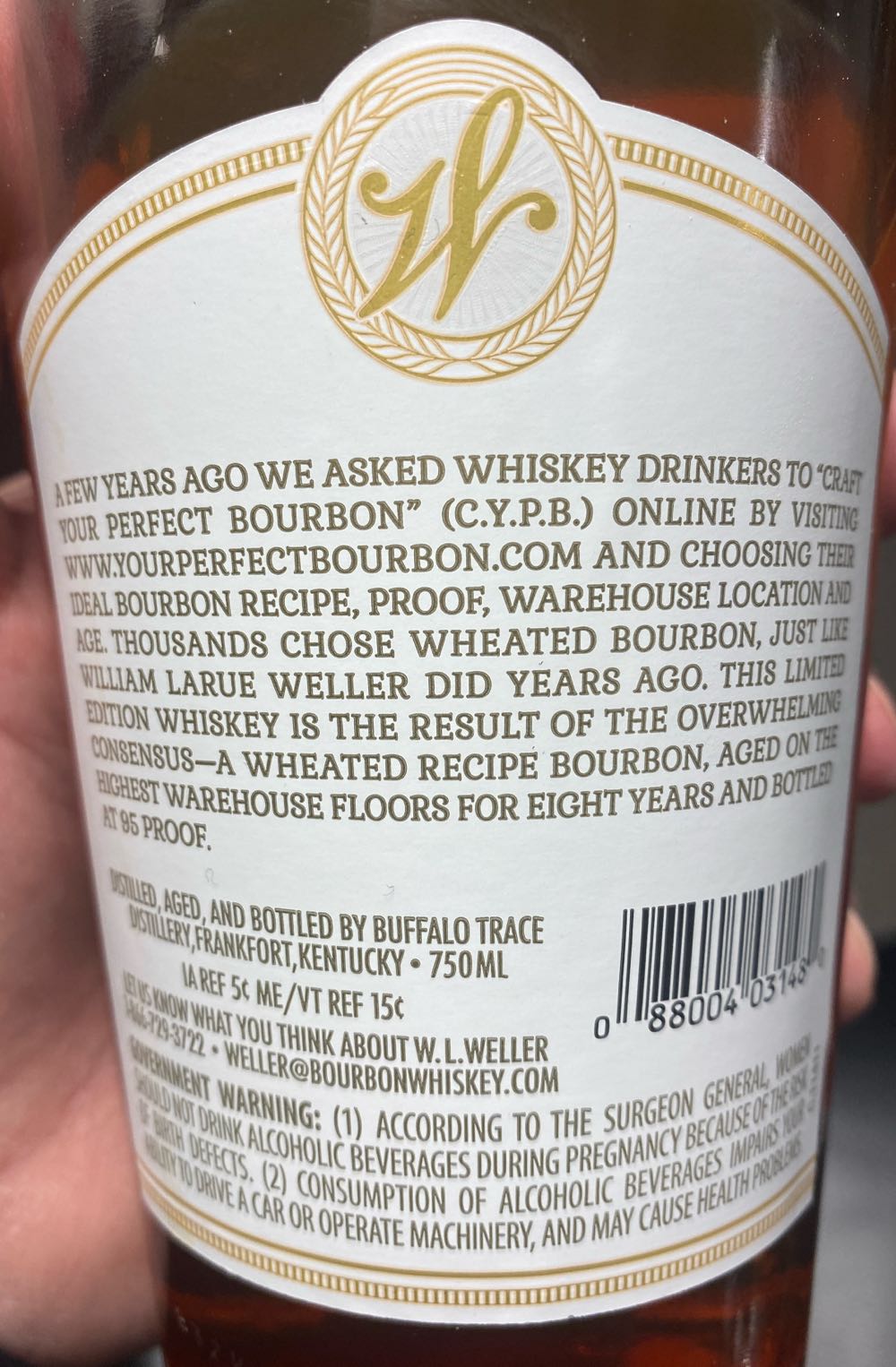 Weller C.Y.P.B. KY Straight Bourbon Whiskey - Buffalo Trace Distillery (750 mL) alcohol collectible - Main Image 2