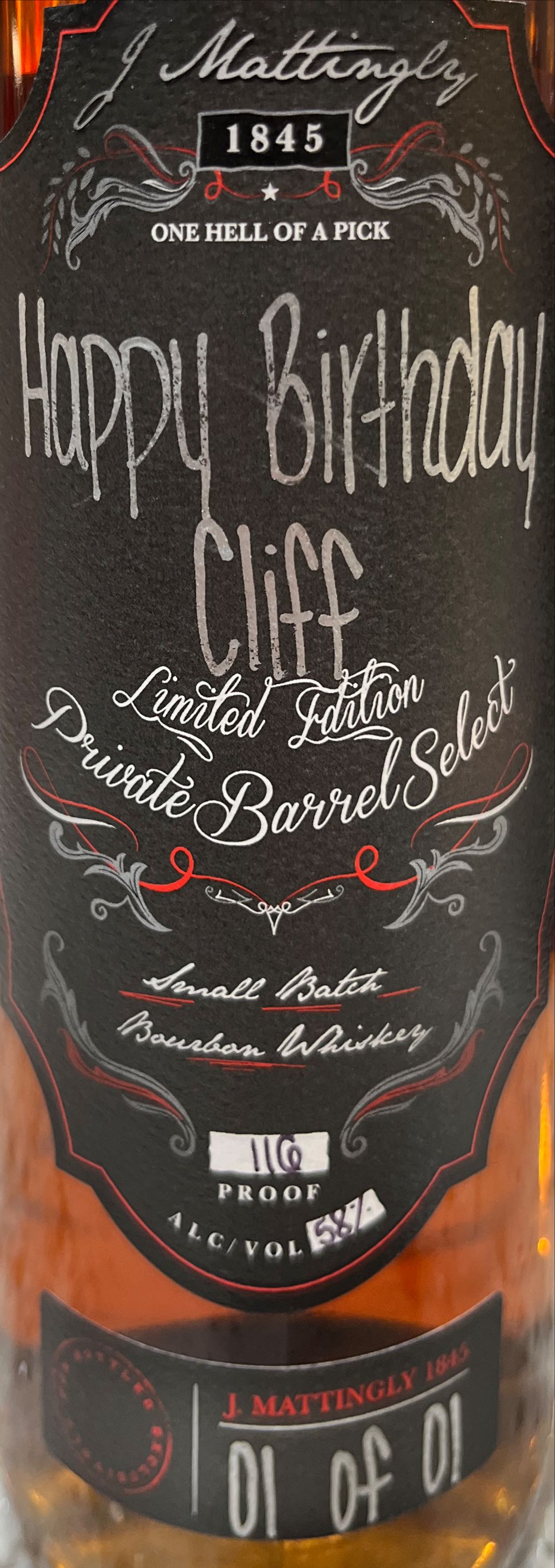 J. Mattingly Private Barrel Select - TW Carter Family Reserve - J Mattingly 1845 Distillery (750 mL) alcohol collectible [Barcode 857944007127] - Main Image 2