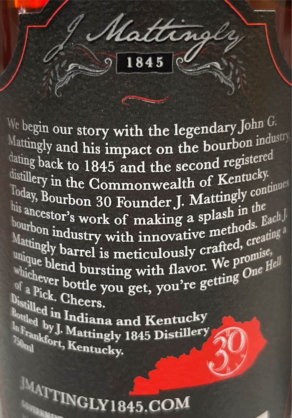 J. Mattingly Private Barrel Select - TW Carter Family Reserve - J Mattingly 1845 Distillery (750 mL) alcohol collectible [Barcode 857944007127] - Main Image 3