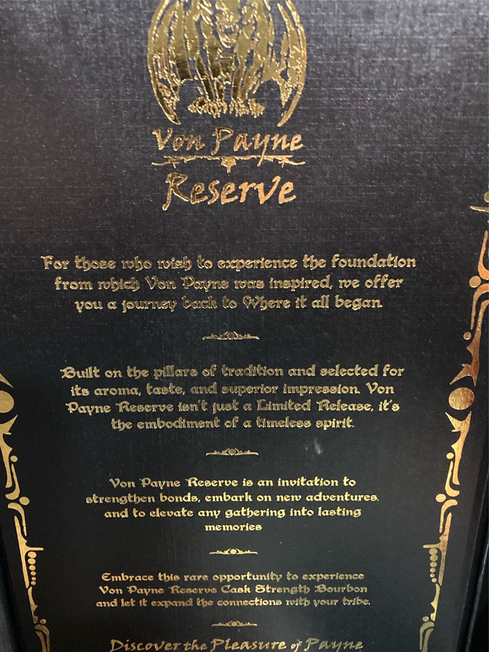 Von Payne Reserve Cask Strength - Von Payne Spirits (750 mL) alcohol collectible [Barcode 850025126038] - Main Image 3