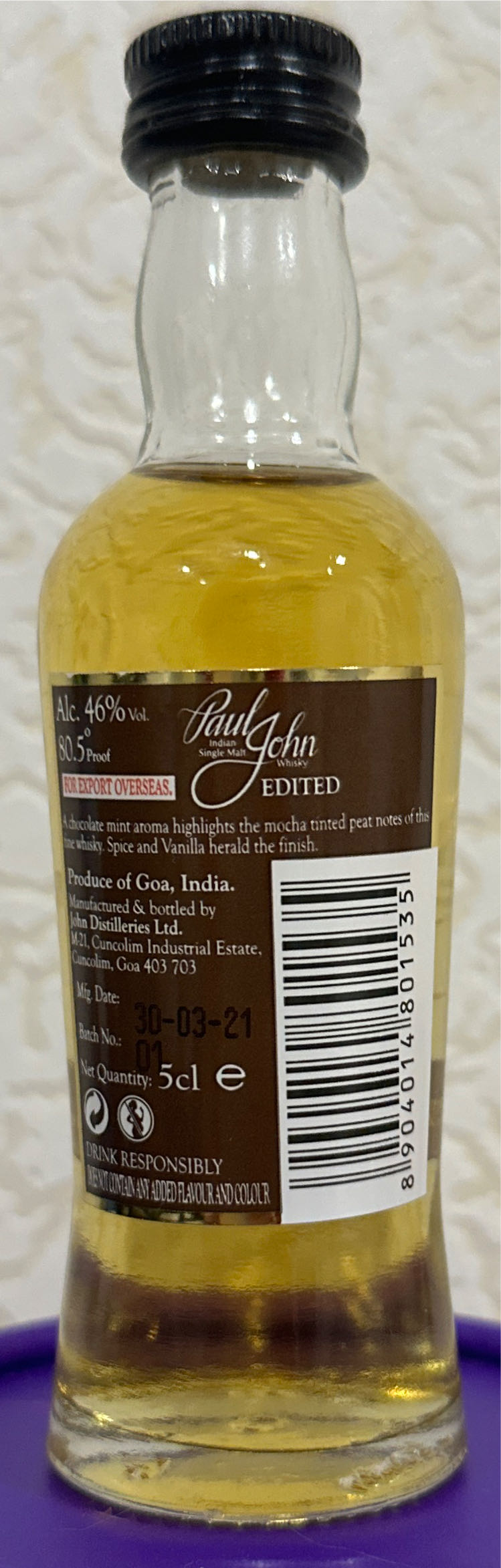 Paul John - John Distilleries Ltd. (50 mL) alcohol collectible - Main Image 2