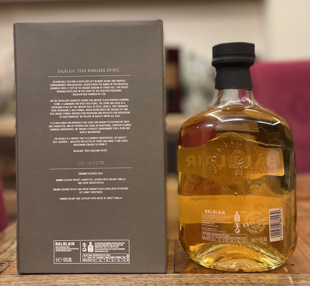 BALBLAIR 12y Highland Single Malt Scotch Whisky - The Balblair Distillery (1000 mL) alcohol collectible [Barcode 5010509881579] - Main Image 2