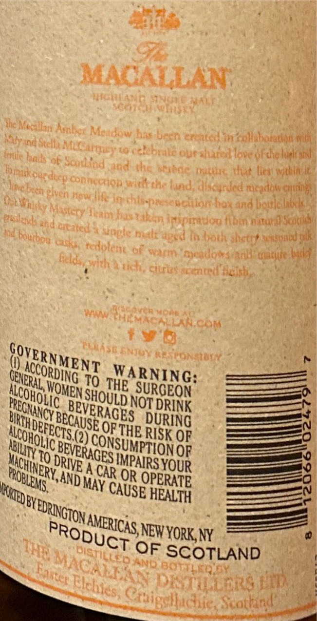 Macallan, Harmony Collection Amber Meadow - Macallan Distillery (750 mL) alcohol collectible [Barcode 812066024797] - Main Image 2