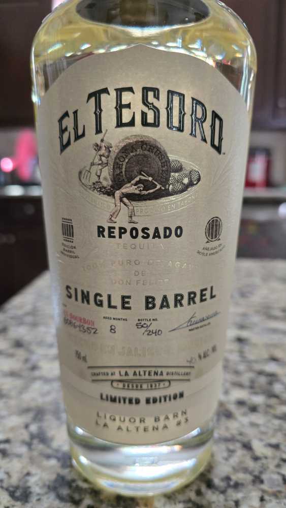 El Tesoro Single Barrel Reposado Tequila - Nom 1139 (750 mL) alcohol collectible [Barcode 080686762027] - Main Image 2