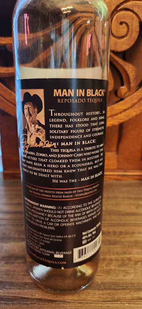 Man In Black Reposado - NOM 1420 (750 mL) alcohol collectible [Barcode 736211551740] - Main Image 2
