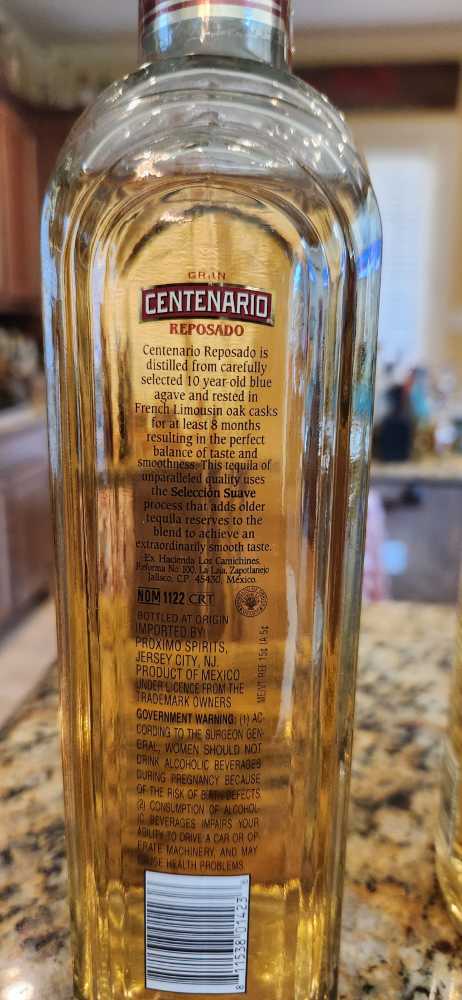 Gran Centenario Reposado - NOM 1122 (750 mL) alcohol collectible [Barcode 811538014236] - Main Image 2