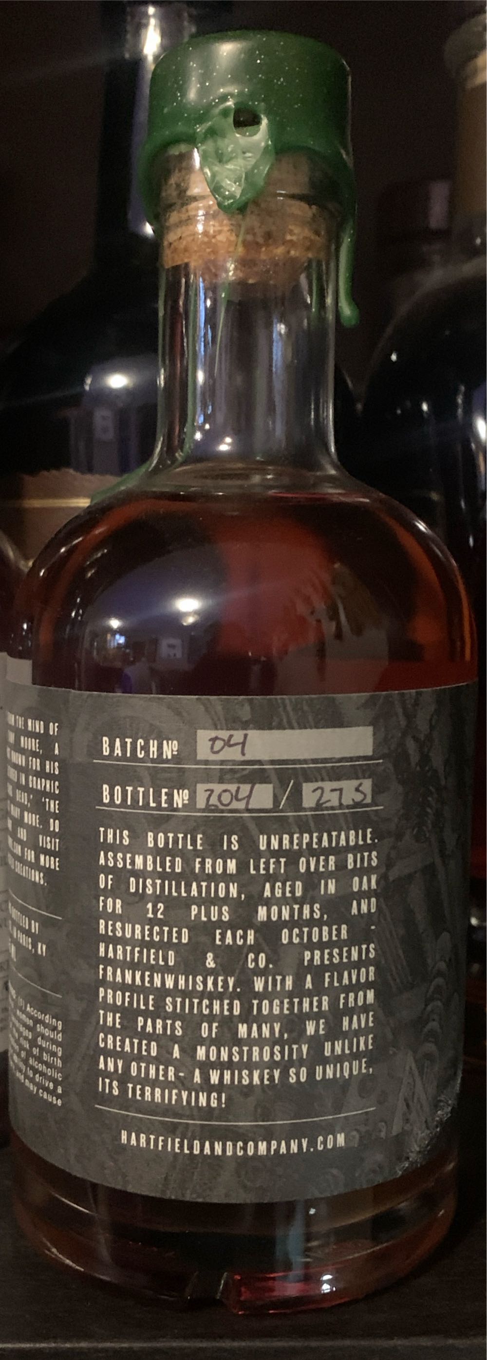 Hartfield & CO. Frankenwhiskey - Hartfield & Co (375 mL) alcohol collectible - Main Image 2