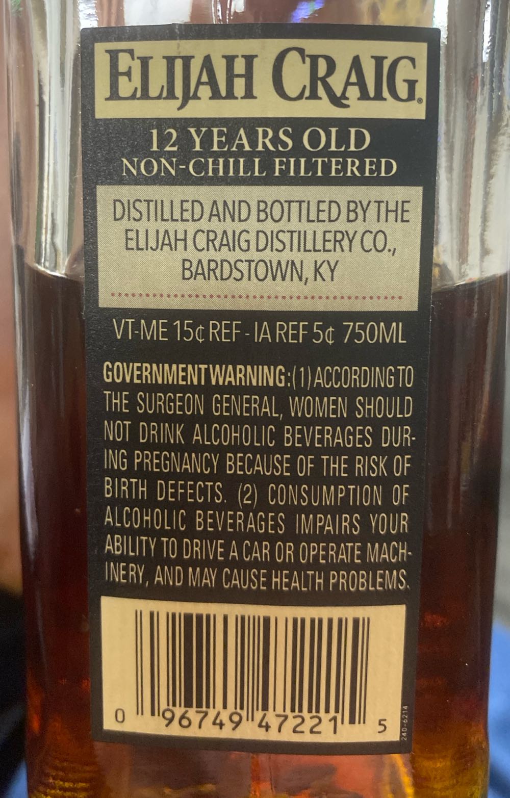 Elijah Craig Barrel Proof A119 Kentucky Straight Bourbon Whiskey - Elijah Craig Distillery Co alcohol collectible [Barcode 096749472215] - Main Image 2