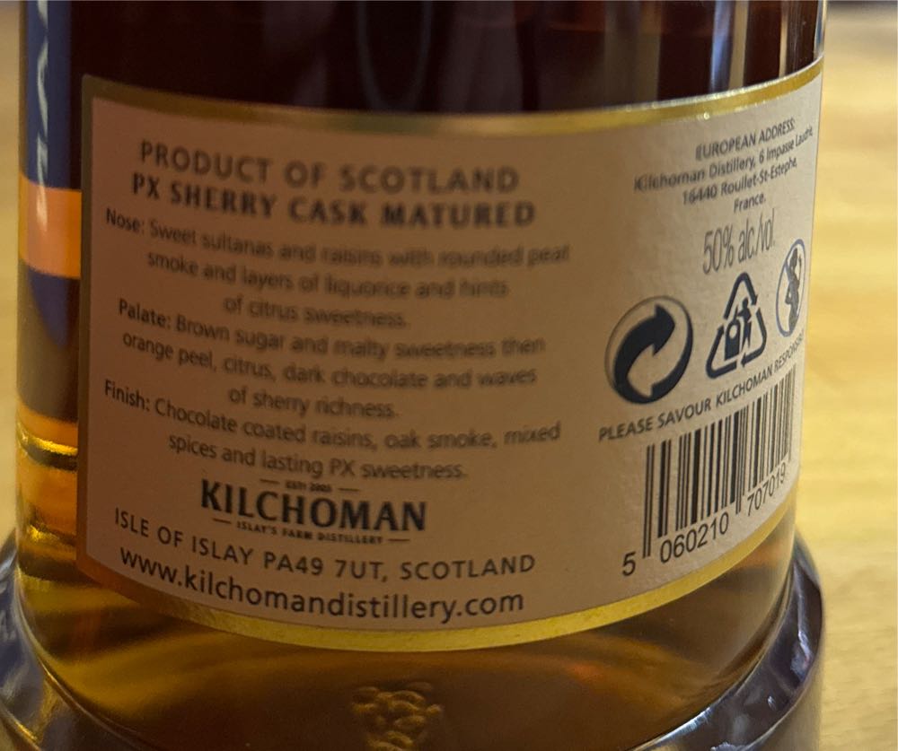 Kilchoman Px Sherry Cask Matured Edition  2023 - Kilchoman Distillery (700 mL) alcohol collectible [Barcode 5060210707019] - Main Image 3
