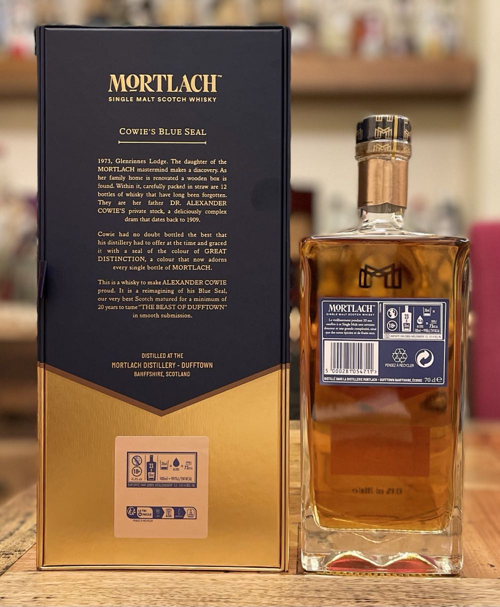 MORTLACH 20y Cowie’s Blue Seal Single Malt Scotch Whisky - The Mortlach Distillery (700 mL) alcohol collectible [Barcode 5000281064734] - Main Image 2
