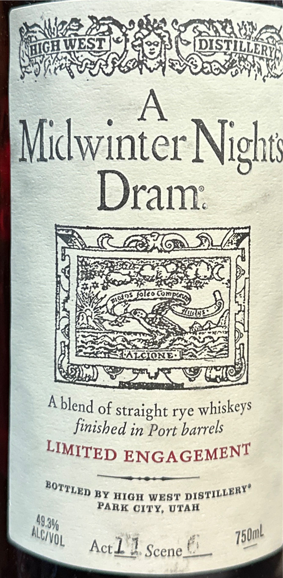 A Midwinter Night’s Dram Act 12 Scene 7 - High West Distillery (750 mL) alcohol collectible [Barcode 854396005190] - Main Image 2