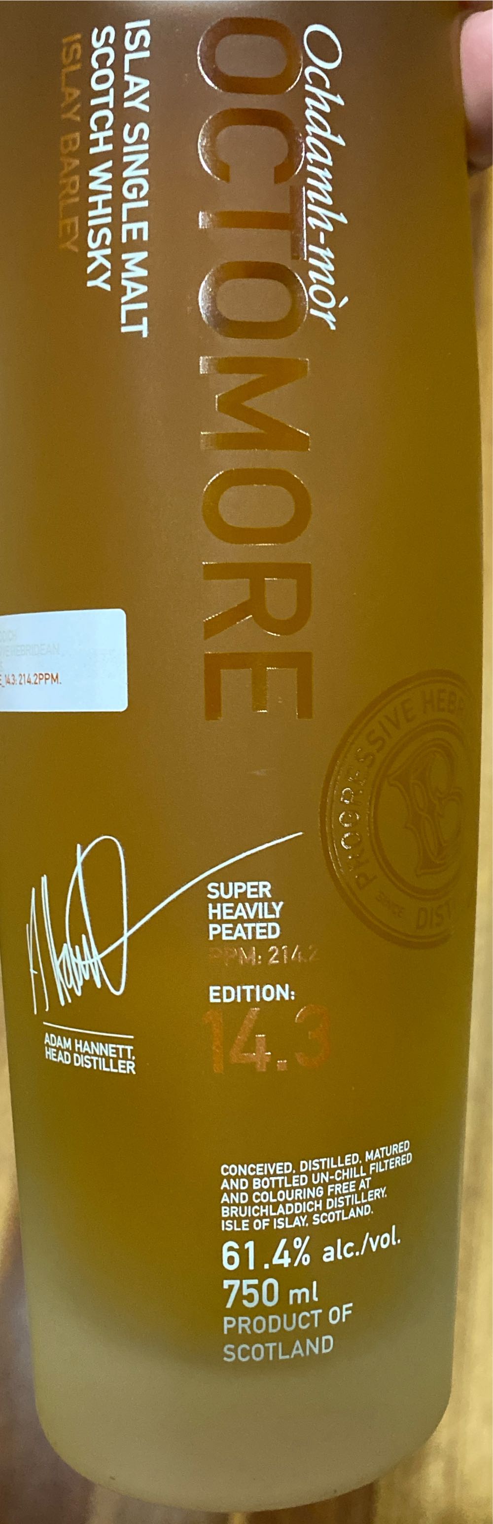 Bruichladdich Octomore 14.3 - Bruichladdich Distillery (750 mL) alcohol collectible [Barcode 087236701222] - Main Image 2