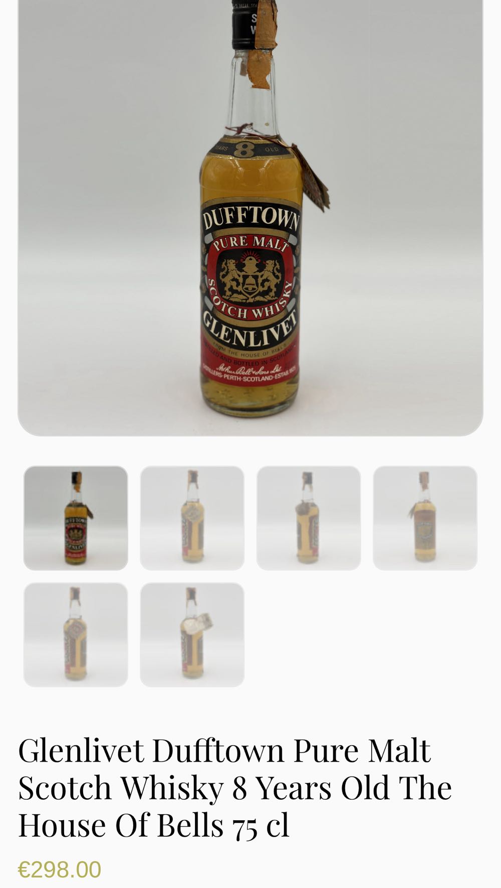 Dufftown Glenlivet 8yo Imp ITALBELL - Arthur Bell And Sons alcohol collectible - Main Image 4