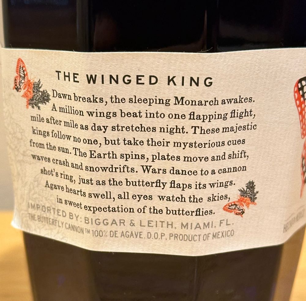 The Butterfly Cannon Blue Tequila 750ml Bottle - DESTILADORA DEL VALLE DE TEQUILA SA. DE CY.. TEQUILA. JALISCO, C.P. 46403, (750 mL) alcohol collectible [Barcode 810035510326] - Main Image 2