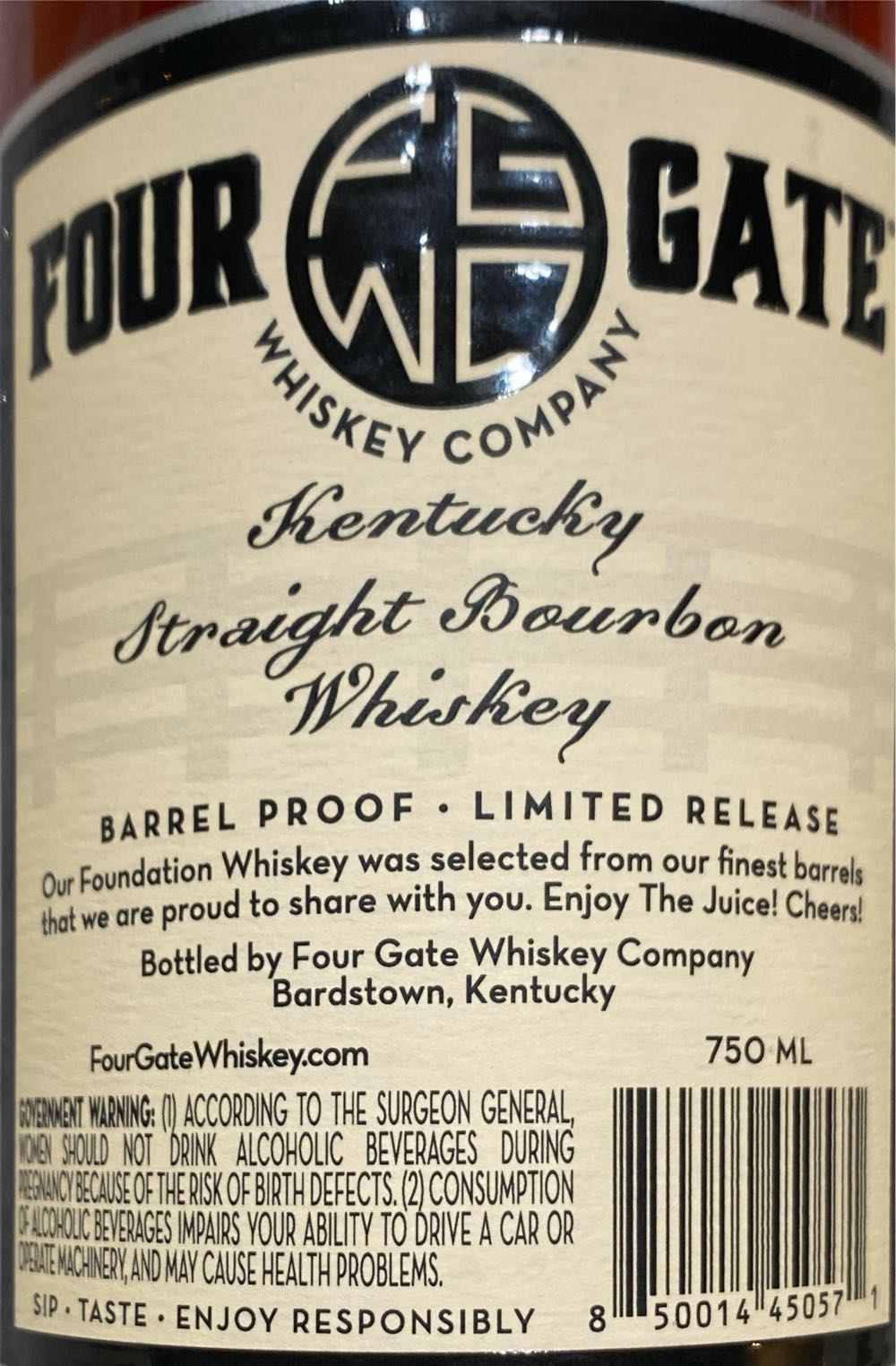 Four Gate Foundation - Four Gate Whiskey Company (750 mL) alcohol collectible [Barcode 850014450571] - Main Image 3