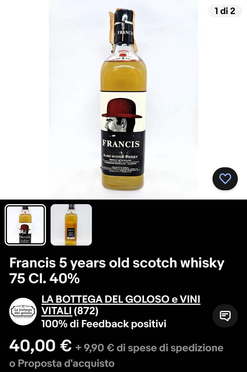 Francis 5yo Imp ACR ANGELINI - Forrester Milne alcohol collectible - Main Image 3