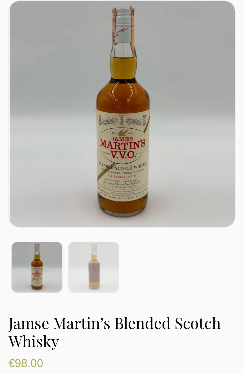 James Martin’s V.V.O Imp DISTILLERIE RIUNITE DI LIQUORI - James Martin & Co Ltd alcohol collectible - Main Image 2