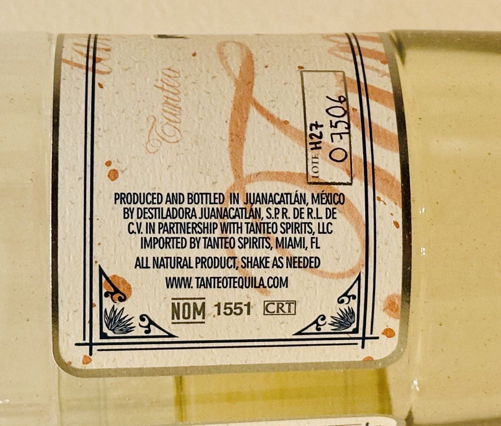 Tanteo Habanero Tequila Blanco - Destiladora Juanacatlan, Mexico (750 mL) alcohol collectible [Barcode 894993002215] - Main Image 2