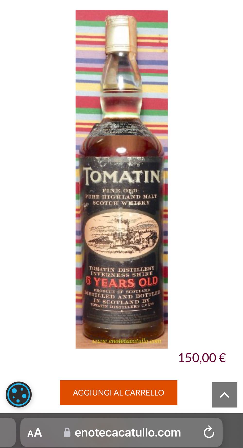 Tomatin 5yo Imp DISTILLERIA CANELLESE C. BOCCHINO - The Tomatin Distillery Company Ltd alcohol collectible - Main Image 4