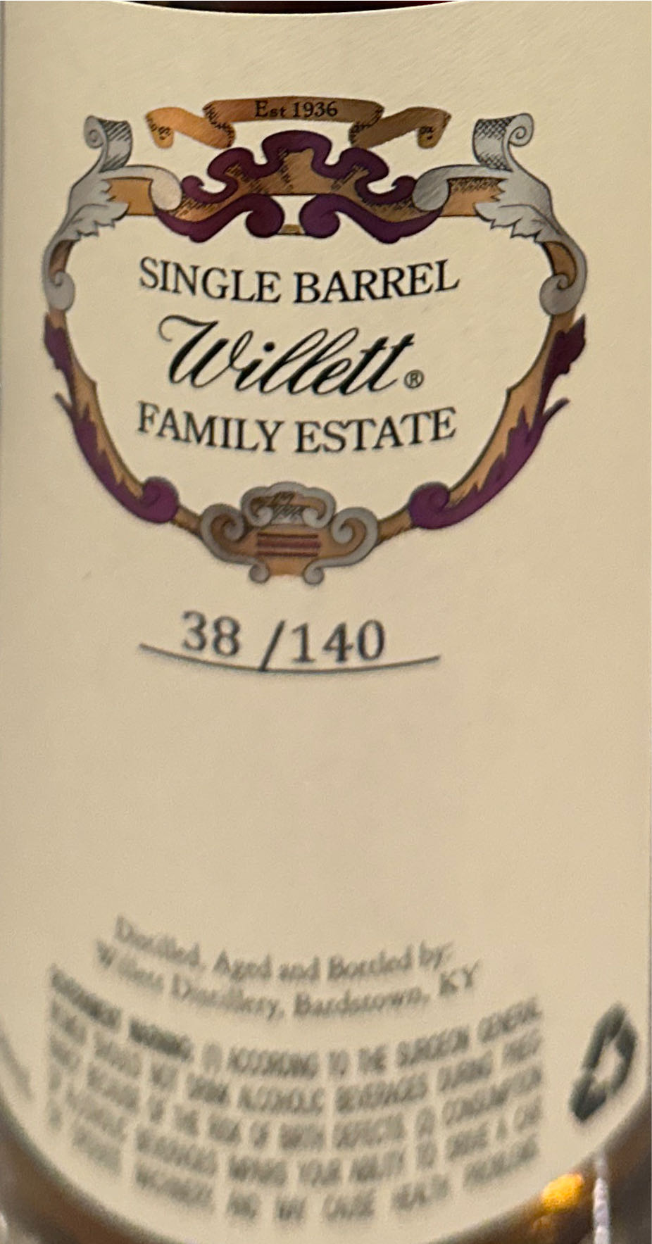 Willett 10yr “Pops Place” - Willett Distillery alcohol collectible - Main Image 2